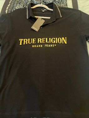 True Religion NWT’s Black Polo with Yellow Embroidered Logo